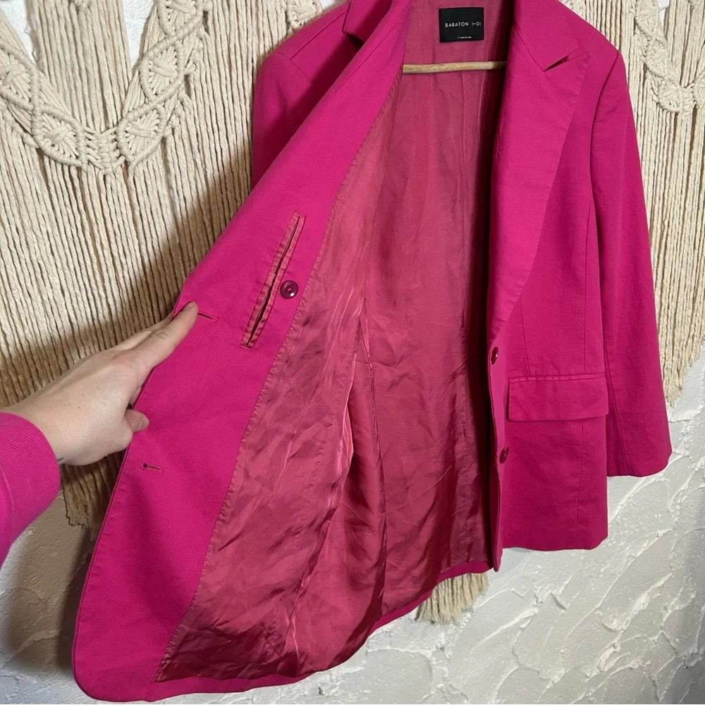 Aritzia Babaton fuchsia oversized blazer 100% Cotton Women’s Size Small - Picture 14 of 16